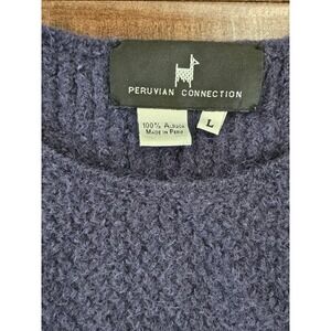 Peruvian Connection 100% Alpaca Blue Womens L Boucle Crew Neck L cloudlike